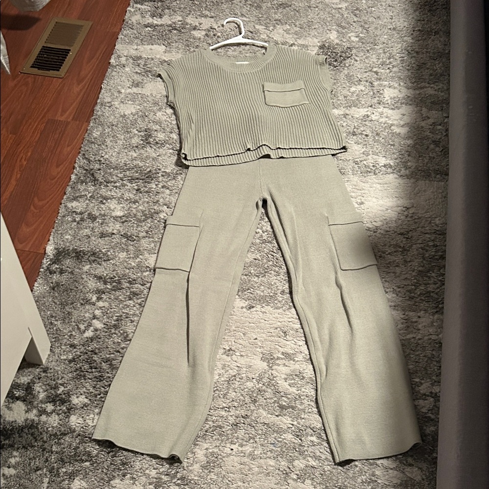 Sincerely Jules Knit Cargo Set - Sage Green